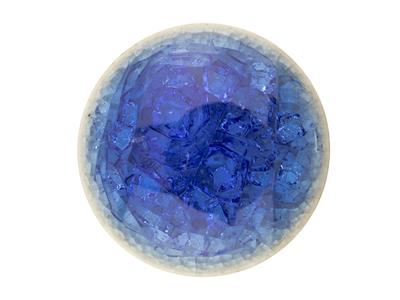 Keramik, Runder Cabochon, 19mm, Crackle-finish, Blau