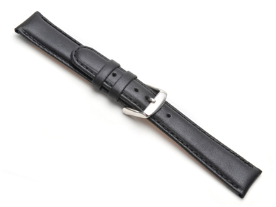 Uhrenarmband, Gepolstert, 22 mm, Echtes Kalbsleder, Schwarz - Standard Bild - 1