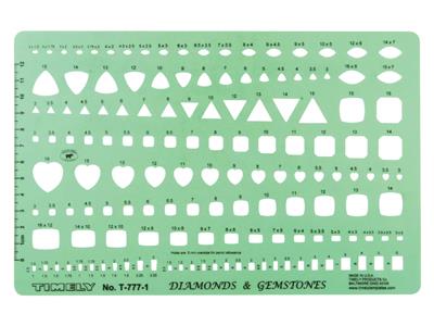 Set Mit 2 Schablonen Zum Entwerfen Und Zeichnen Von Steinen Und Diamanten, 278 Formen Und Größen Von 0,50 - Standard Bild - 2