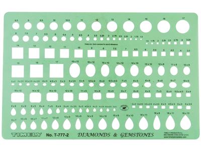 Set Mit 2 Schablonen Zum Entwerfen Und Zeichnen Von Steinen Und Diamanten, 278 Formen Und Größen Von 0,50 - Standard Bild - 3