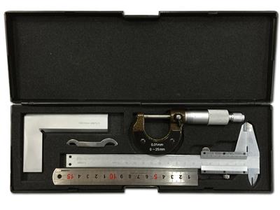 Präzisionskoffer: Geodreieck, Messschieber, Mikrometer, Lineal - Standard Bild - 1