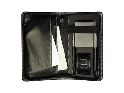 Set Für Diamantenhändler Mit Tablett, Schaufel, Steinpinzette, Lupe, Tuch Und Steinhalter - Standard Bild - 2