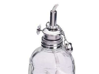 Spirituslampe Aus Glas 100 Ml, Mit Feiner Docht Und Edelstahlkappe - Standard Bild - 2