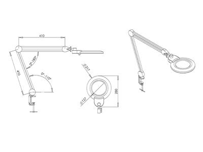 14w Led-lupenlampe Mit Gelenkarm, 4helligkeitsstufen, Durston - Standard Bild - 3