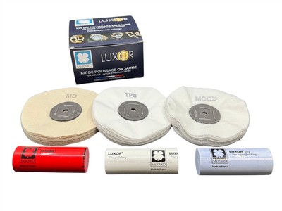 Polierset Gelbgold, Rotgold Und Messing, 3 Polierpasten Und 3 Scheiben, Luxor - Standard Bild - 1