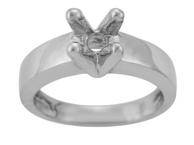 Solitär Mit 4 Krappen Für Steine Von 6 Mm, 800er Weißgold. Ref. Scr60/90 - Standard Bild - 2