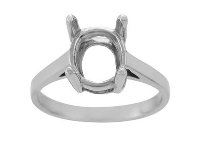Ring In 4-krappen-fassung Für Einen Ovalen Stein Von 10 X 8 Mm, 800er Weißgold. Ref. 15368 - Standard Bild - 2