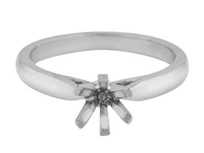 Solitär Mit 6 Krallen, Für Steine Von 4/4,5 Mm, 18k Weißgold Pd 13. Ref.26002 - Standard Bild - 2