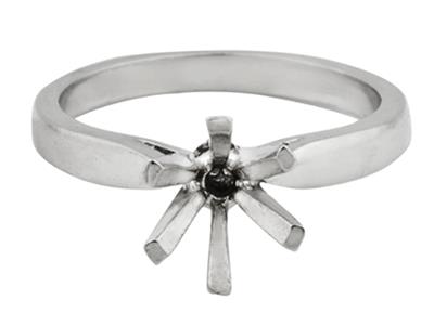 Solitär Mit 6 Krallen, Für 5 MM Große Steine, 18k Weißgold Pd 13. Ref.26003 - Standard Bild - 2