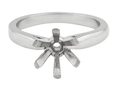 Solitär Mit 6 Krappen, Für 6 MM Große Steine, 18k Weißgold Pd 13. Ref.26005 - Standard Bild - 2