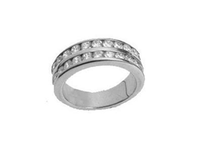 Trauring Mit Schienenfassung 2 Reihen, 18k Weißgold Pd Palladium 13,5. Ref. 00102 - Standard Bild - 2