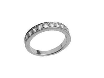 Trauring Mit Körnerfassung 1 Reihe,18k Weißgold Pd 13,5. Ref. 111 - Standard Bild - 2