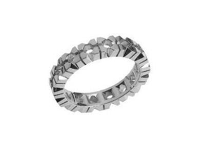 Trauring Mit 4 Krappen Gefasst, 1 Reihe, Weißgold 18k Pd 13,5. Ref. 304 - Standard Bild - 1