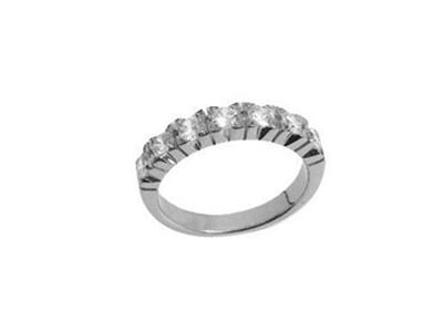 Trauring Mit 4 Krappen Gefasst, 1 Reihe, Weißgold 18k Pd 13,5. Ref. 304 - Standard Bild - 2