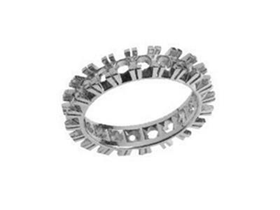 Trauring Mit 4 Krappen, 1 Reihe, Graugold 18k Pd 13,5. Ref. 306/5005 - Standard Bild - 1