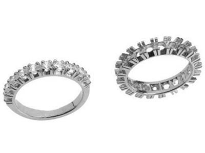 Trauring Mit 4 Krappen, 1 Reihe, Graugold 18k Pd 13,5. Ref. 306/5005 - Standard Bild - 3