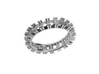 Trauring Gefasst 4 Krappen, 1 Reihe, Weißgold 18k Pd 13,5. Ref. 307/5006 - Standard Bild - 1