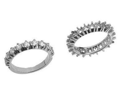 Ehering Mit 4 Krappenfassung, 1 Reihe, 18k Graugold Pd 13,5. Ref. 308 - Standard Bild - 3