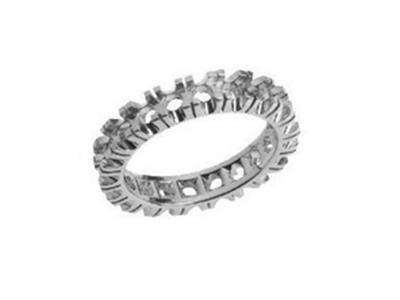 Trauring Gefasst 4 Griffes 1 Rang, Graugold 18k Pd 13,5. Ref. 318