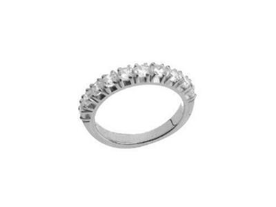 Trauring Mit 4 Krappen Gefasst, 1 Reihe, Weißgold 18k Pd 13,5. Ref. 330 - Standard Bild - 2