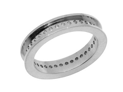 Trauring Mit Schienenfassung Für Baguetteschliff, 18k Weissgold Pd 13,5. Ref. 340