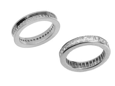 Trauring Mit Schienenfassung Für Baguetteschliff, 18k Weissgold Pd 13,5. Ref. 340 - Standard Bild - 2