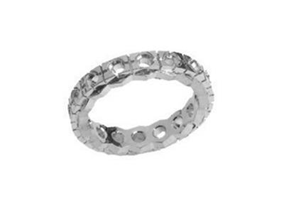 Trauring Gefasst 4 Breiten Krappen,einer Reihe, 18k Weißgold Pd 13,5. Ref. 350 - Standard Bild - 1