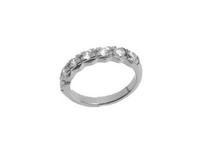 Trauring Gefasst 4 Breiten Krappen,einer Reihe, 18k Weißgold Pd 13,5. Ref. 350 - Standard Bild - 2