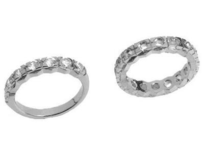 Trauring Gefasst 4 Breiten Krappen,einer Reihe, 18k Weißgold Pd 13,5. Ref. 350 - Standard Bild - 3