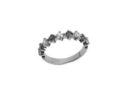 Trauring Mit 4 Krappen Gefasst, 1 Reihe, Weißgold 18k Pd 13,5. Ref. 365 - Standard Bild - 2