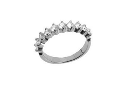 Trauring Mit Krappenfassung In Einer Reihe, 18k Weißgold Pd 13,5. Ref.390 - Standard Bild - 2