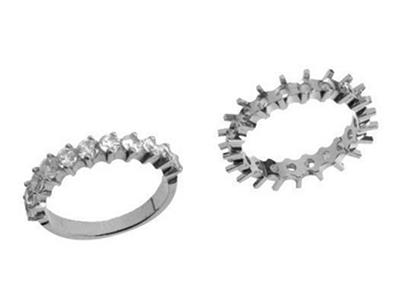 Trauring Mit Versetzte Krappenfassung 1 Reihe, 18k Weißgold Pd 13,5. Ref. 391 - Standard Bild - 3