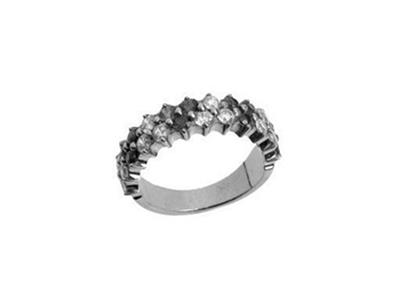 Trauring Mit Mehrfache Versetzte Krappenfassung 2 Reihen, 18k Weißgoldpd 13,5. Ref. 402 - Standard Bild - 2