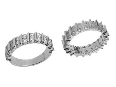 Vollständige Barren-trauring 2-reihig, 18k Weißgold Pd 13,5. Ref. 452 - Standard Bild - 3