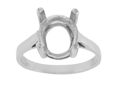Ring In 4-krallen-fassung Für Ovalen Stein Von 12 X 10 Mm, 800er Weißgold. Ref. 15370 - Standard Bild - 2
