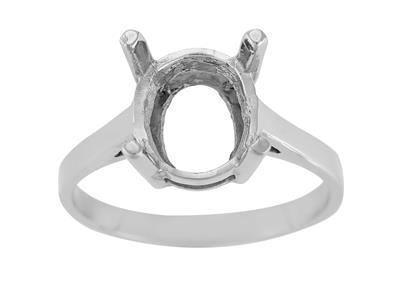 Ring In 4-krallen-fassung Für Ovalen Stein Von 11 X 9 Mm, 800er Weißgold. Ref. 15369 - Standard Bild - 2