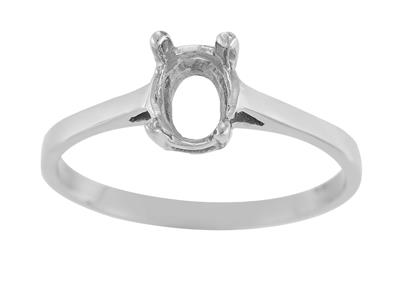 Ring In 4-krallen-fassung Für Einen Ovalen Stein Von 7 X 5 Mm, 800er Weißgold. Ref. 15366 - Standard Bild - 2