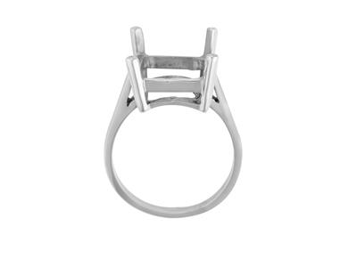 Ring In 4-krallen-fassung Für Rechteckigen Stein Von 16 X 12 Mm, 800er Weigold. Ref. 15382