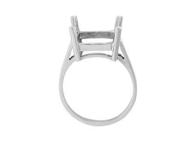 Ring In 4-krallen-fassung Für Rechteckigen Stein Von 14 X 12 Mm, 800er Weigold. Ref. 15381