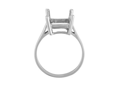 Ring In 4-krallen-fassung Für Rechteckigen Stein Von 12 X 10 Mm, 800er Weigold. Ref. 15379