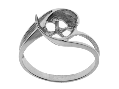 Bague Bg117 Pour Perle De 9 A 10mm Or Gris Rh
