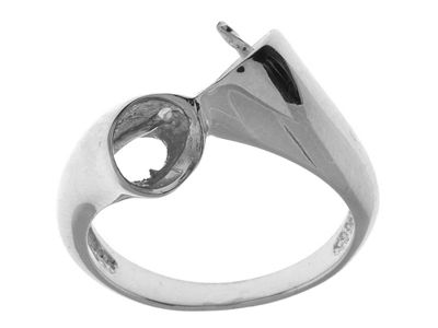Duo-ring Für 2 Perlen Von 8 Bis 9 Mm, 18 Karat Weigold, Rhodiniert. Ref. 241
