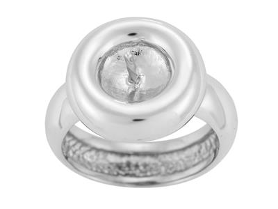 Ring Für Eine Perle Von 8 Bis 10 Mm, 18k Weißgold. Ref. Bg95 - Standard Bild - 2