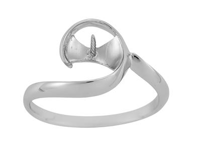 Ring Für Eine Perle Von 7 Bis 9 Mm,18k Weißgold. Ref. Bg51 - Standard Bild - 2