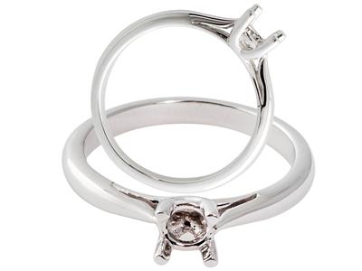 Solitär Mit 4 Gekreuzten Krallen Für 5 MM Große Steine, 18 Karat Weißgold, Finger53. Ref. 3420 - Standard Bild - 3