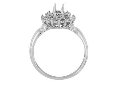 Ring Mit Umrandung, Zentraler Runder Stein 4,5 Mm, 18k Weigold. Ref. 19403