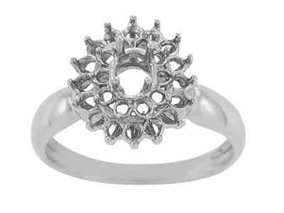 Ring Mit Umrandung, Zentraler Runder Stein 4,5 Mm, 18k Weißgold. Ref. 19403 - Standard Bild - 2