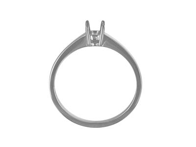 Solitär Mit 4 Krappen Für Stein Von3,40 Mm, Flacher Ringkörper, 18k W Eißgold Pd, Ringgröße 52 - Standard Bild - 2