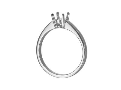 Solitär Mit 4 Krappen Für 4,60 MM Große Steine, Flacher Schaft, 18k Weißgold Pd, Ringgröße 50 - Standard Bild - 3