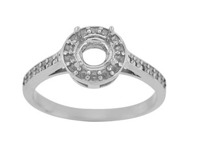 Ring Mit Umrandung, Mittelstein 5,60 Mm, 800 Tausendstel Graugold - Standard Bild - 2